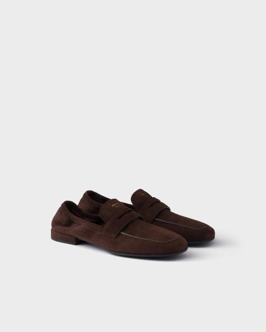 Prada Brown Braune Wildleder-Mokassins