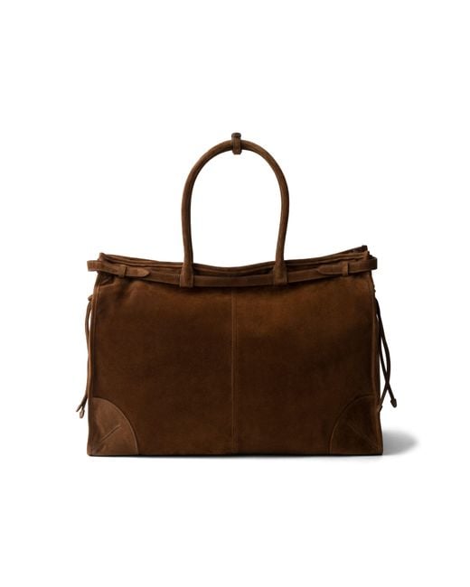 Prada Brown Bonnie Suede Tote Bag for men