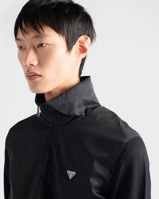 Prada Black Superfine Wool Half-Zipper Sweater for men