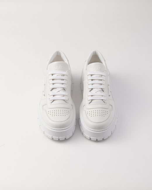 Prada White Leather Lace-Up Sneakers for men