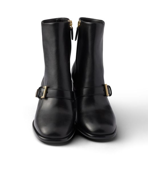 Prada Black Leather Booties