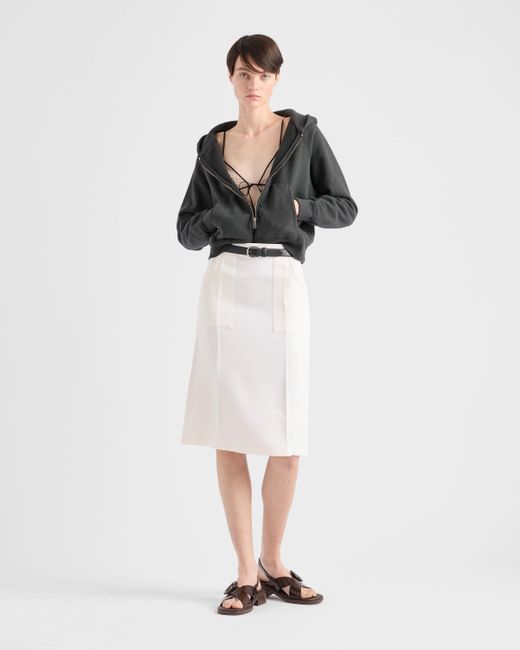 Prada Black Kapuzenpullover Aus Baumwolle Mit Reißverschluss