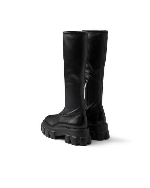 Prada Black Monolith Stetch Nappa Leather Boots