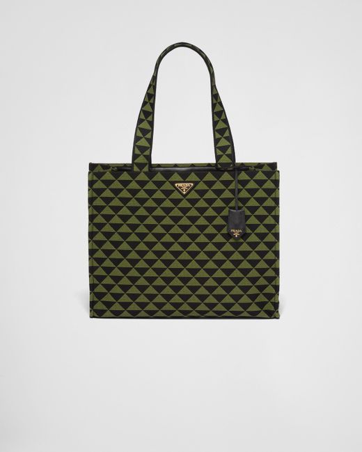 Prada Green Symbole Bag In Embroidered Fabric for men