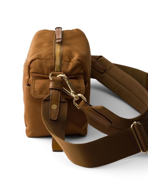 Prada Brown Explore Small Re-Nylon And Leather Shoulder Bag, Brandy