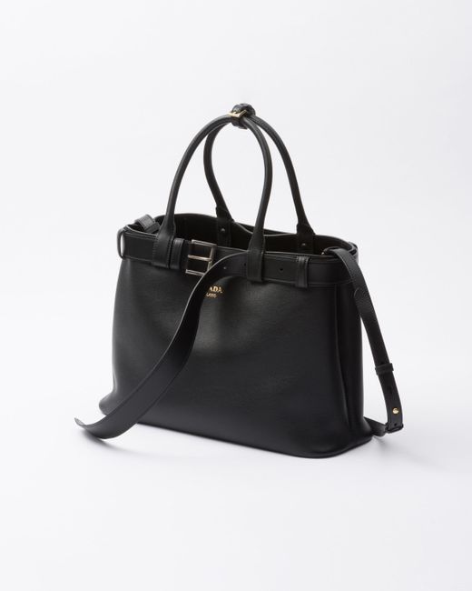 Prada Black Große Buckle Handtasche Aus Leder Mit Gürtel