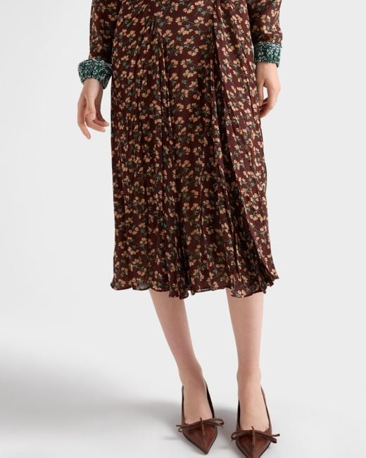 Prada Brown Printed Georgette Dress