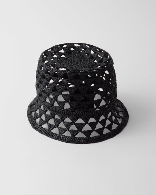 Prada Black Woven Fabric Bucket Hat
