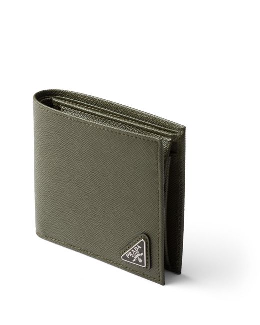 Prada Green Saffiano Leather Wallet With Coin Purse for men