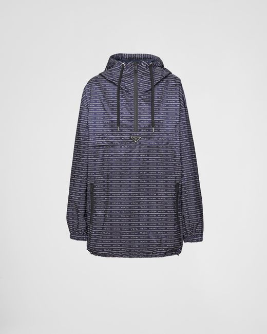 Prada Blue Logo-Print Re-Nylon Blouson Jacket