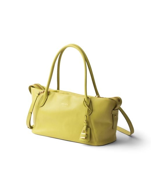 Prada Yellow Ouvert Large Leather Tote Bag