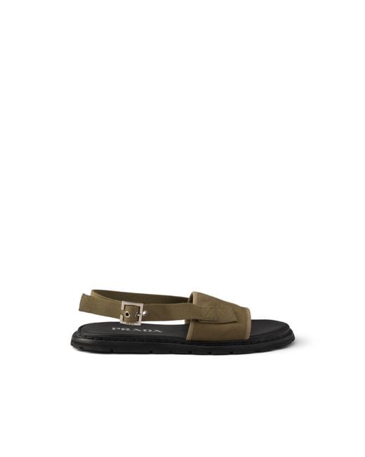 Prada Green Canvas Sandals