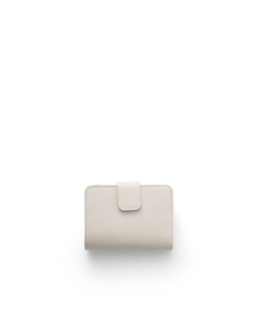 Prada White Small Saffiano Leather Wallet