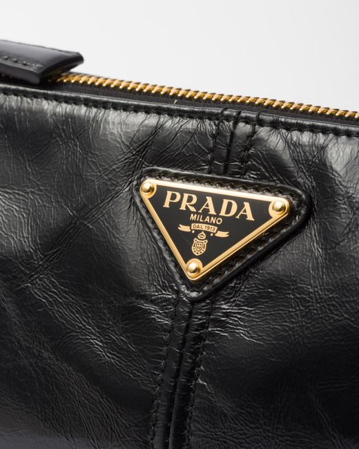 Prada Black Re-edition 2002 Medium Leather Shoulder Bag