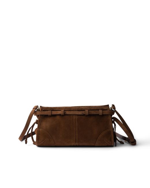 Prada Brown Bonnie Small Suede Shoulder Bag