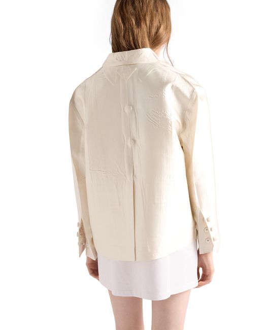 Prada White Single-Breasted Silk And Wool Jacket