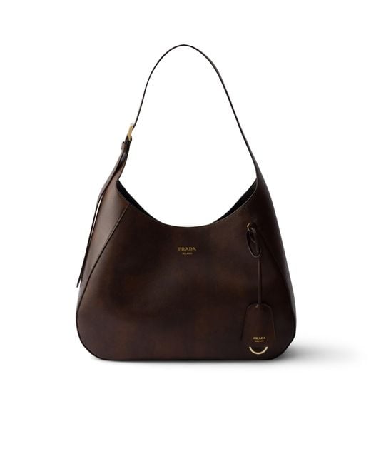 Prada Black Boogie Large Leather Bag, Cocoa