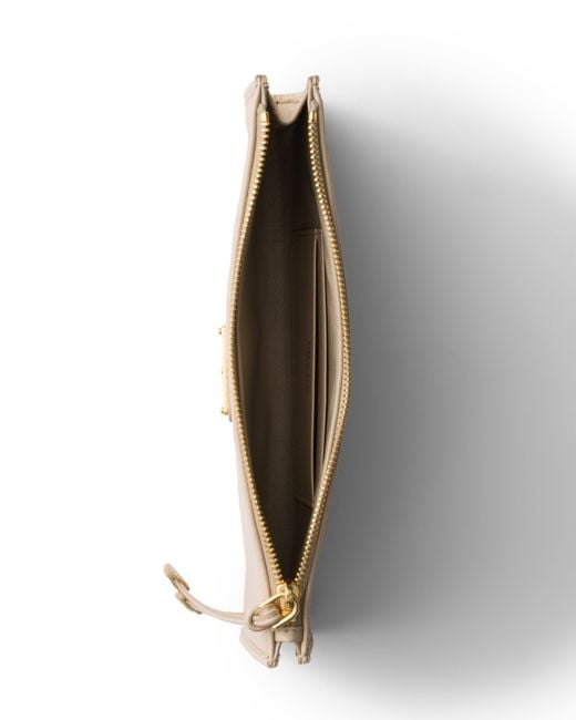 Prada Natural Leather Pouch, Travertine Stone