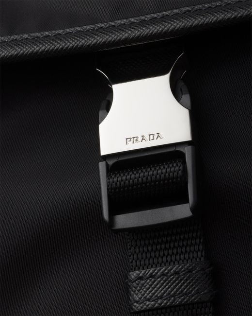 Prada Black Re-Nylon And Saffiano Leather Crossbody Bag for men