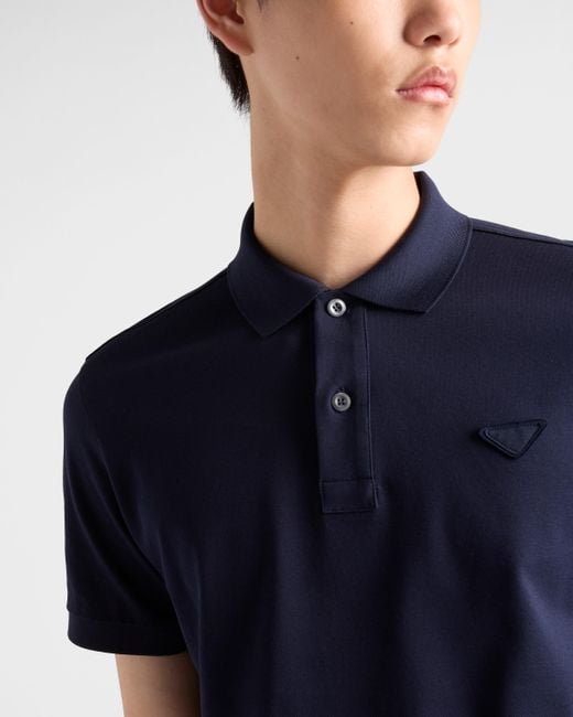 Prada Poloshirt Aus Piqué in Blue für Herren