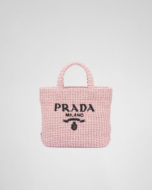 Borsa Shopping Small In Tessuto Intrecciato di Prada in Pink