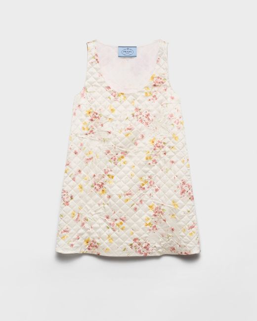 Prada Natural Gestepptes Minikleid Aus Satin