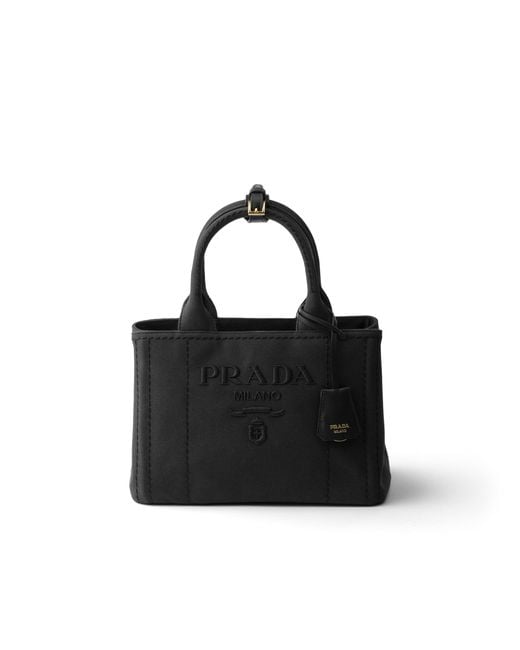 Prada Black Jardinière Small Cotton Canvas Bag