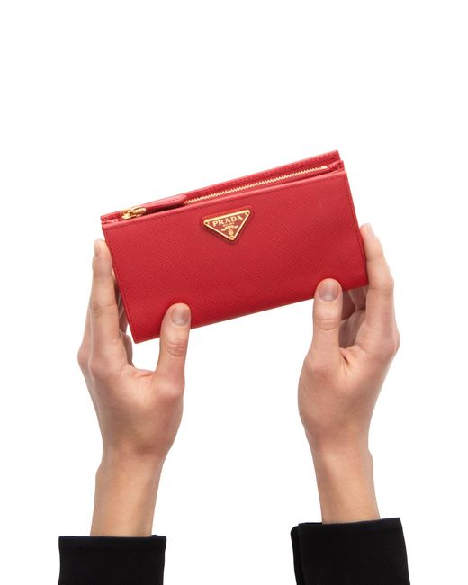 Prada Red Large Saffiano Leather Wallet