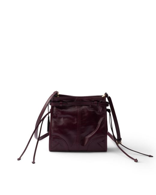 Prada Purple Bonnie Leather Mini Shoulder Bag, Burgundy