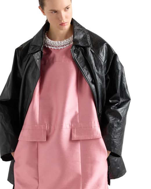Prada Pink Embroidered Double Shantung Dress