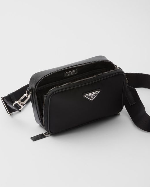 Prada Black Brique Re-Nylon And Saffiano Leather Bag for men