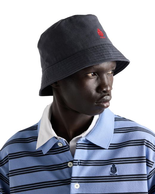 Prada Blue Old Gabardine Bucket Hat for men