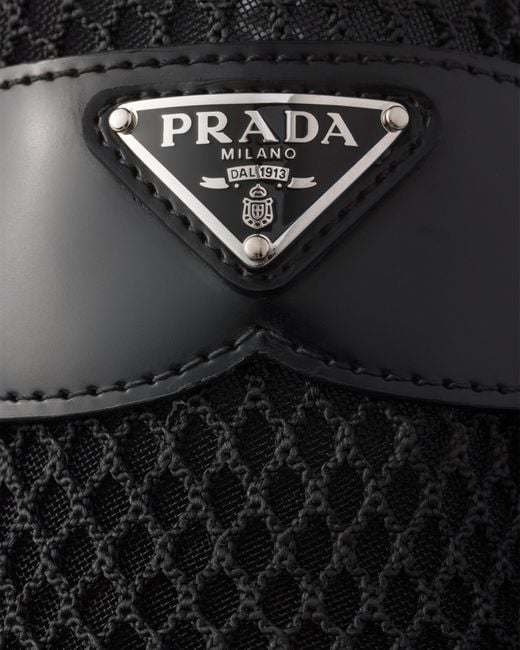 Prada Black Mesh Fabric Mules, Size 35