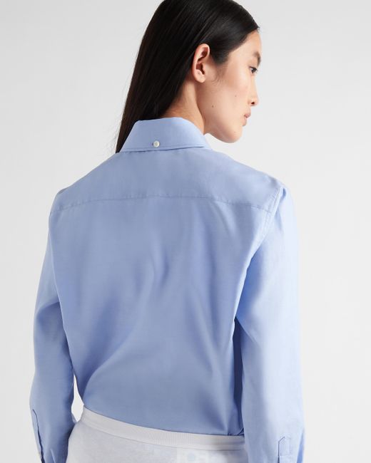 Prada Blue Gestreiftes Oxford-hemd