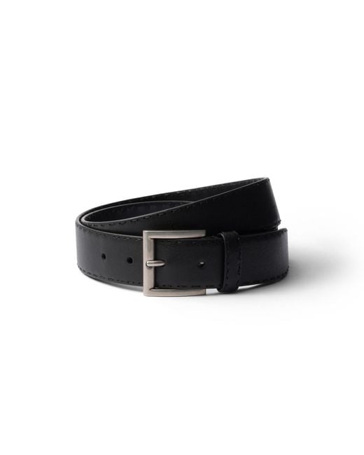 Prada Black Antiqued Leather Belt for men