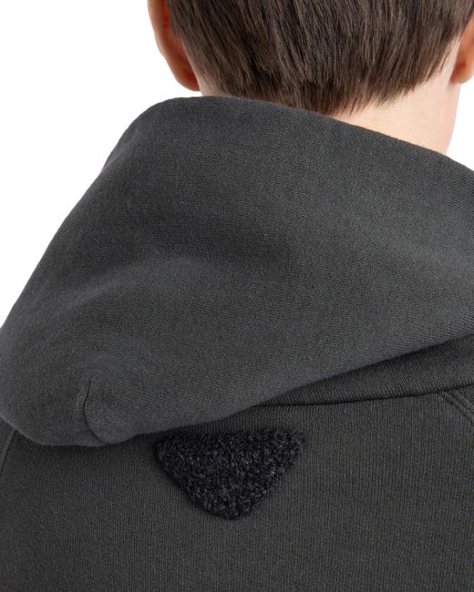 Sudadera De Algodón Con Capucha Y Cremallera, Mujer, Talla Prada de color Black