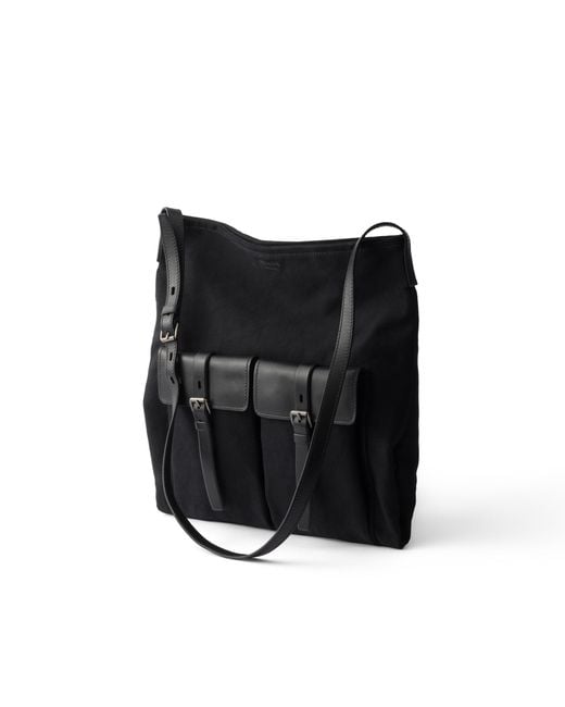 Prada Black Route Canvas And Leather Shoulder Bag for men