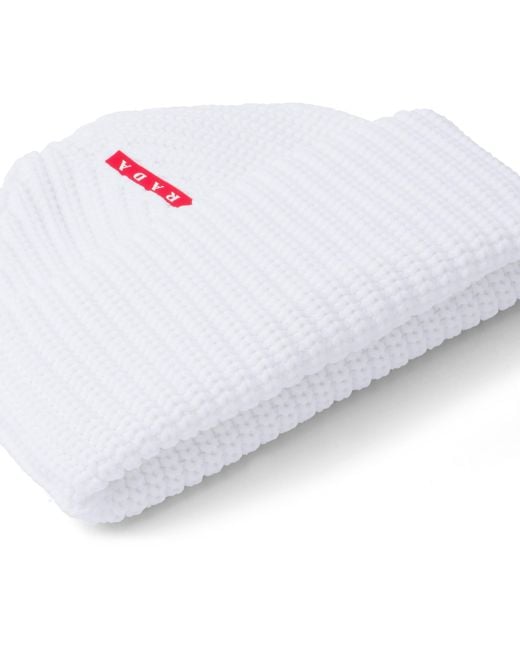 Prada White Tec Rec Nylon Ribbed Beanie
