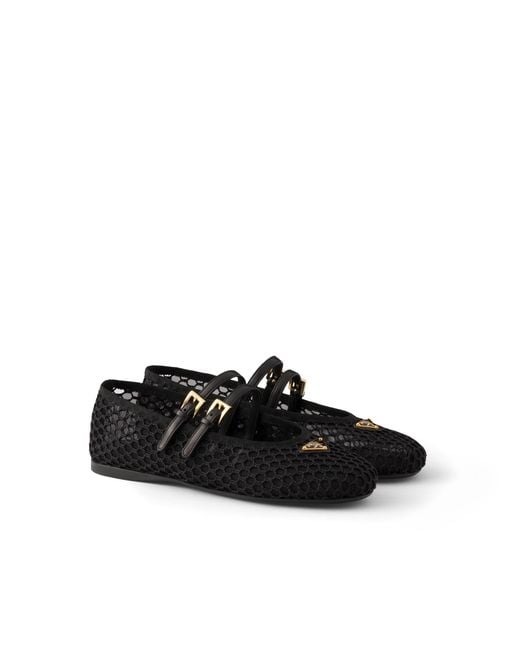 Prada Black Mesh Fabric Ballerinas