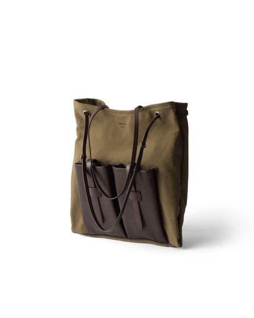 Prada Black Route Large Canvas And Leather Bag, Forest