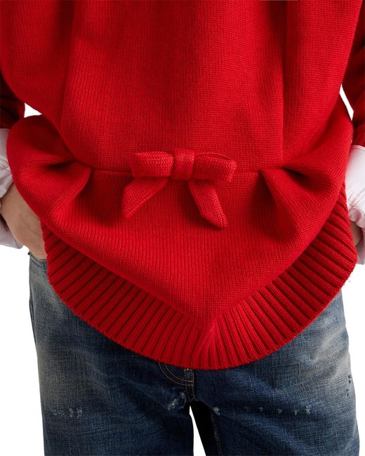 Prada Red Wool Cardigan With Bow