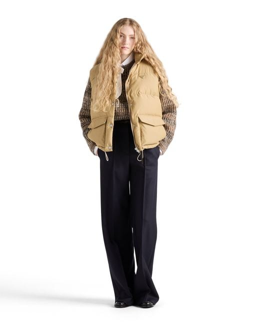 Prada Natural Triangle-Logo Technical Fabric-Down Gilet