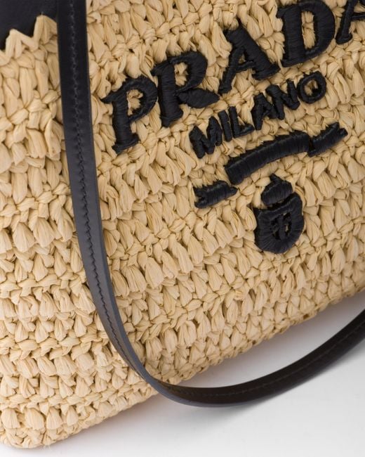 Prada White Small Crochet And Leather Tote Bag