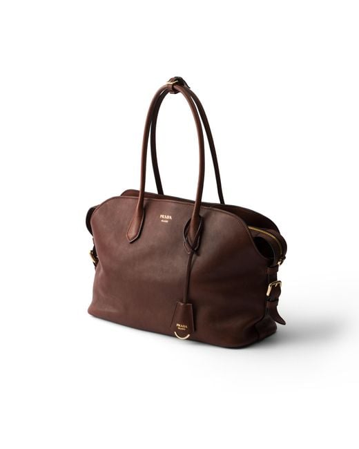 Prada Brown Signet Large Leather Tote Bag, Cocoa