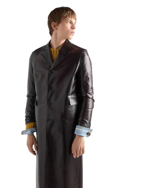 Prada Black Nappa Leather Coat for men