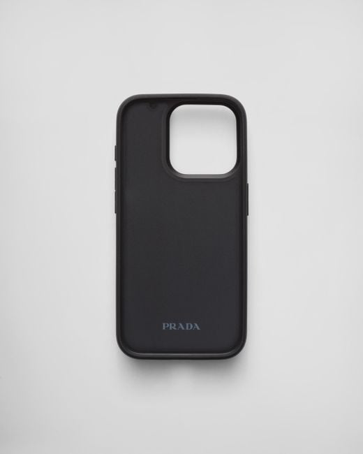 Prada Black Iphone-15-Pro-Hülle Aus Saffiano-Leder