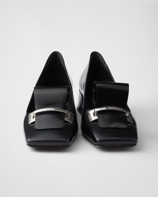 Prada Black Brushed Leather Pumps