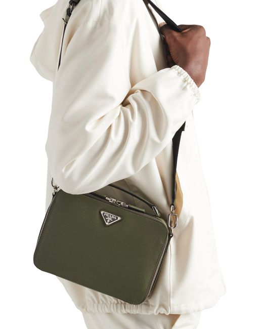 Prada Green Brique Medium Saffiano Leather Bag for men