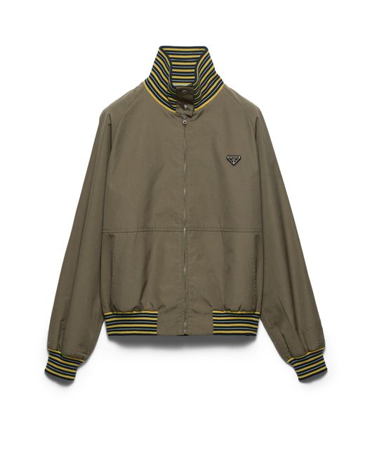 Prada Green Poplin Turtleneck Jacket