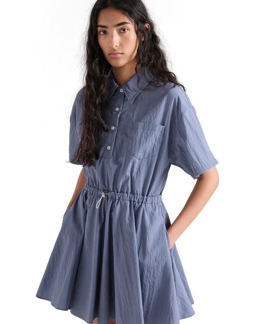 Prada Blue Short-Sleeved Technical Pongé Dress, Aviator